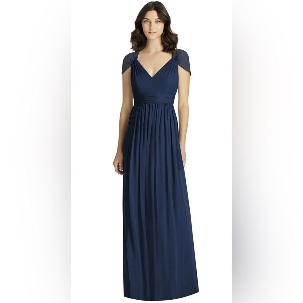 Jenny Packham JP1021 Cap Sleeve Chiffon Bridesmaid Dress Midnight Blue 0